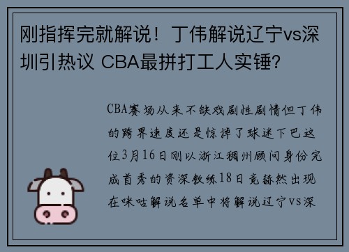 刚指挥完就解说！丁伟解说辽宁vs深圳引热议 CBA最拼打工人实锤？